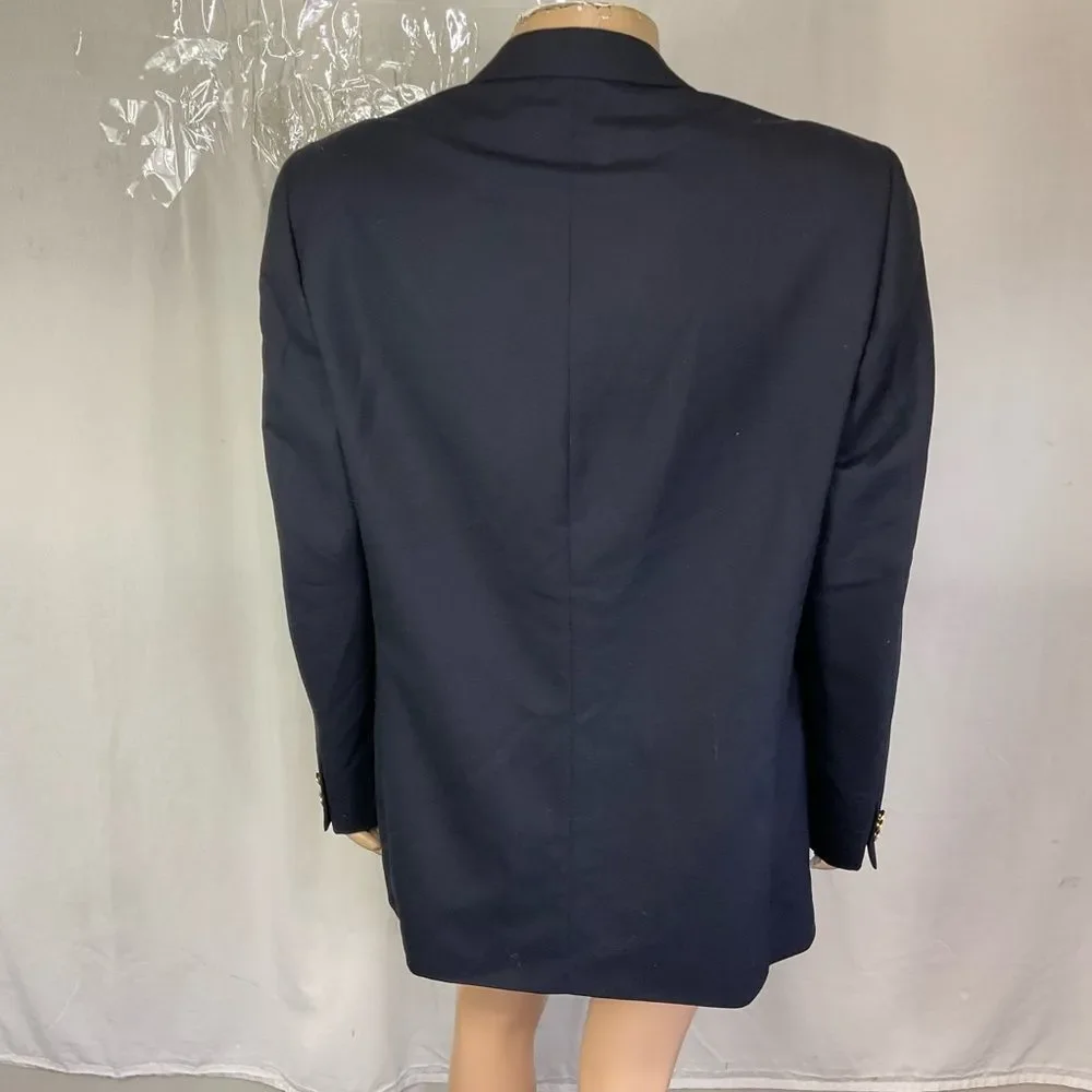 Dario Di Napoli Men's Navy Blue 100% Wool Two Button Blazer Jacket Size 44